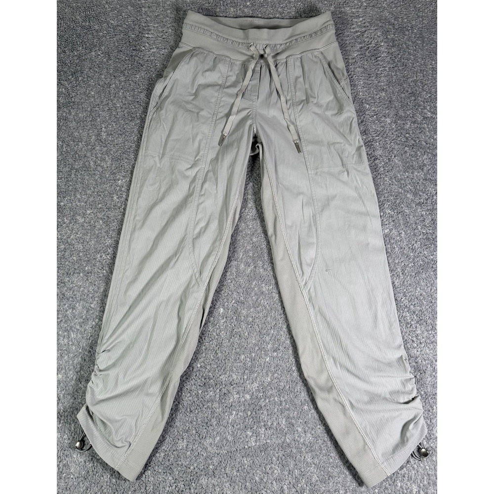 Lululemon Dance Studio Crop Pants Womens 2 Gray Adjustable Cinch Hem Athleisure